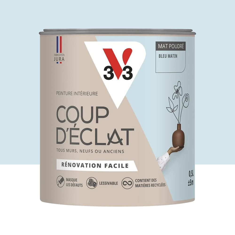Peinture murs & plafonds V33 Coup d'éclat Bleu matin - 0,5L