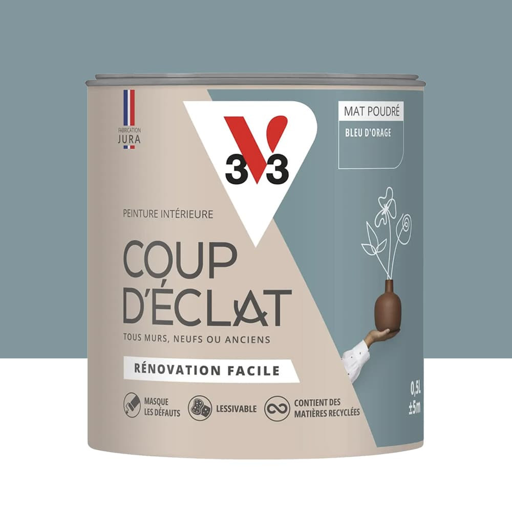 Peinture murs & plafonds V33 Coup d'éclat Bleu d'orage - 0,5L