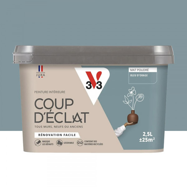 Peinture murs & plafonds V33 Coup d'éclat Bleu d'orage - 2,5L