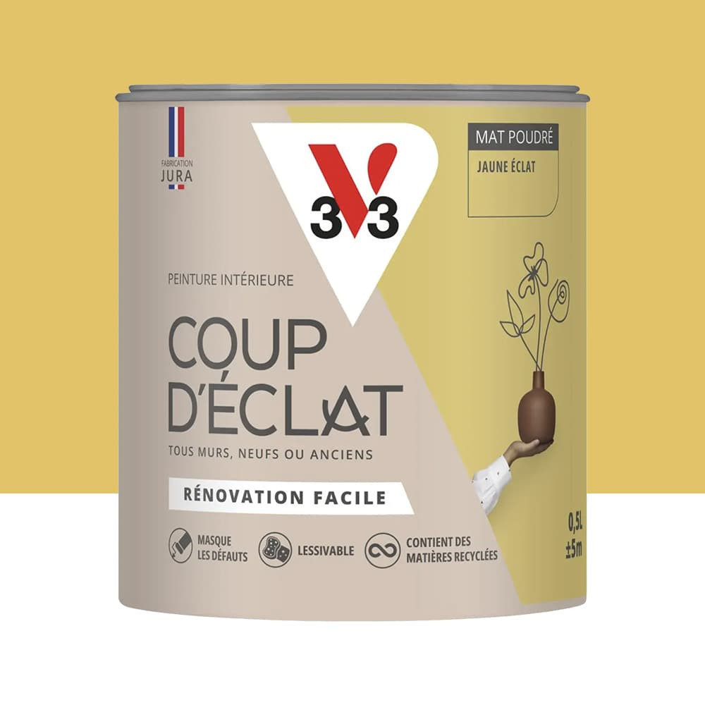 Peinture murs & plafonds V33 Coup d'éclat Jaune éclat - 0,5L