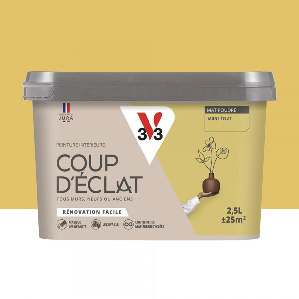 Peinture murs & plafonds V33 Coup d'éclat Jaune éclat - 2,5L