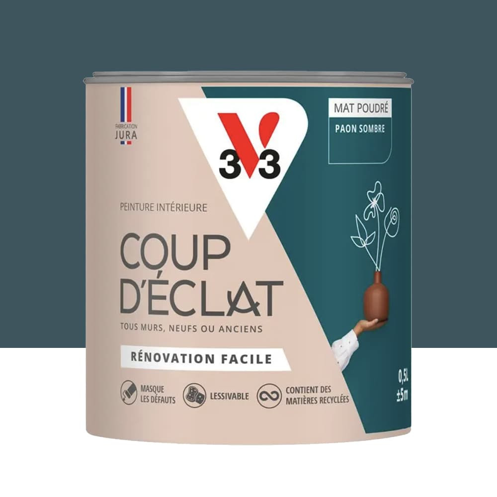 Peinture murs & plafonds V33 Coup d'éclat Paon sombre- 0,5L