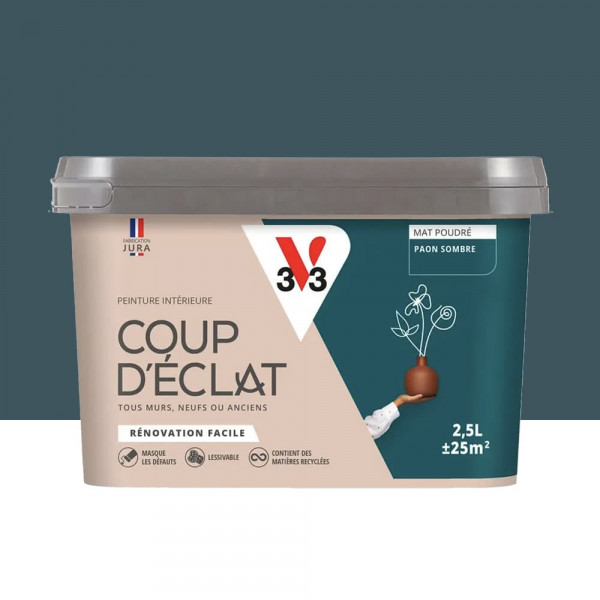 Peinture murs & plafonds V33 Coup d'éclat Paon sombre - 2,5L