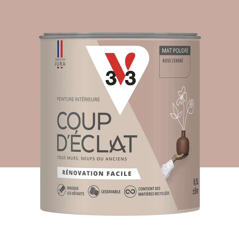 Peinture murs & plafonds V33 Coup d'éclat Rose cendré - 0,5L