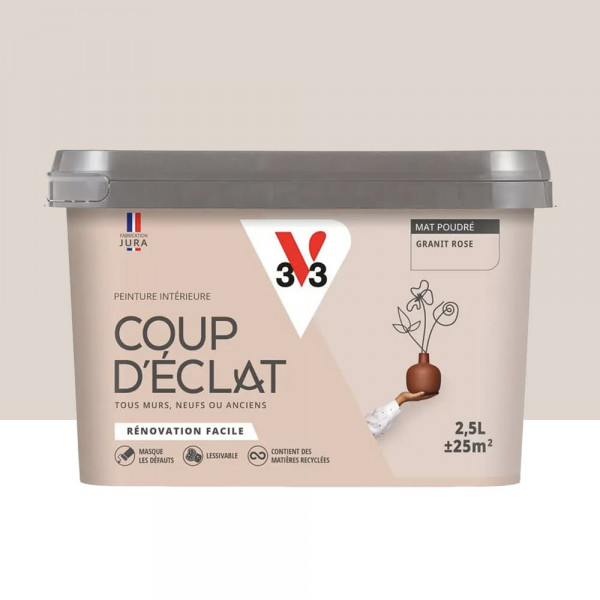 Peinture murs & plafonds V33 Coup d'éclat Granit rose - 2,5L