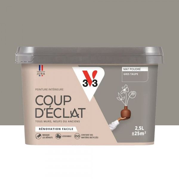 Peinture murs & plafonds V33 Coup d'éclat Gris taupe - 2,5L