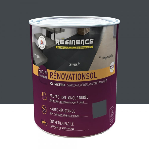 Résine colorée RÉSINENCE RénovationSol Graphite - 2L