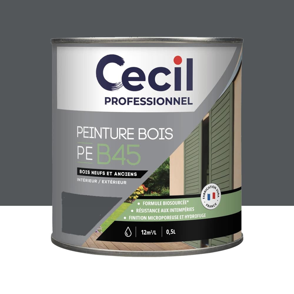 Peinture Bois Acrylique Cécil Professionnel PEB45 Anthracite mat - 0,5L
