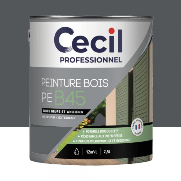 Peinture Bois Acrylique Cécil Professionnel PEB45 Anthracite mat - 2,5L