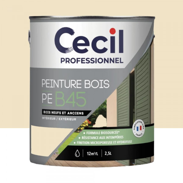 Peinture Bois Acrylique Cécil Professionnel PEB45 Beige calcaire mat - 2,5L