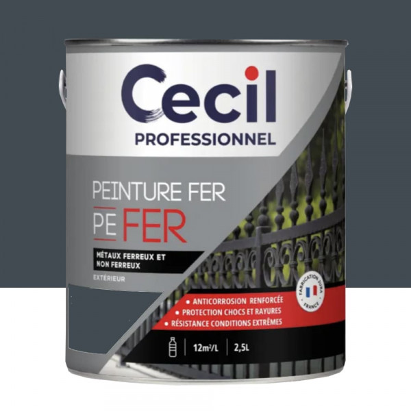Peinture Fer Glycéro Cécil Professionnel PE FER Bleu gris Brillant - 2,5L