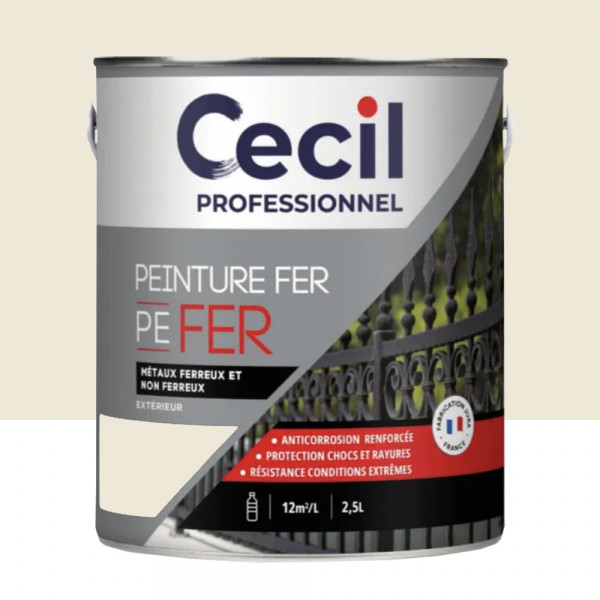 Peinture Fer Glycéro Cécil Professionnel PE FER Beige calcaire Brillant - 2,5L