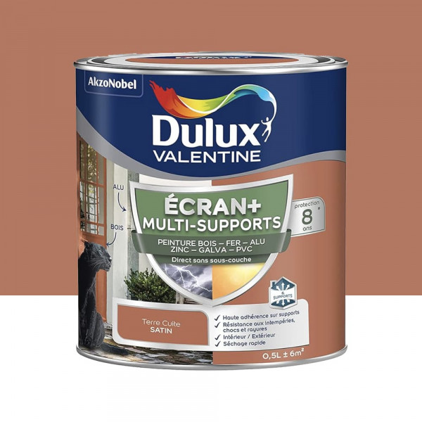Peinture DULUX VALENTINE Ecran+ Multi-supports Terre cuite - 0,5L