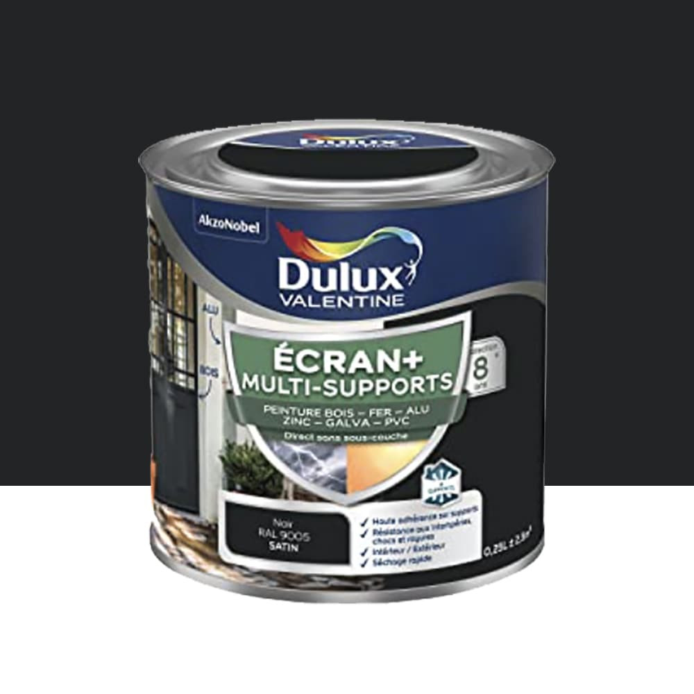 Peinture DULUX VALENTINE Ecran+ Multi-supports Noir - 0,25L