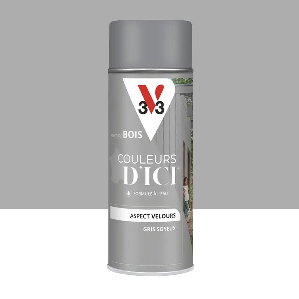 Aérosol Peinture pour Bois Extérieurs V33 Couleurs d'ICI Velours Gris soyeux - 400ml
