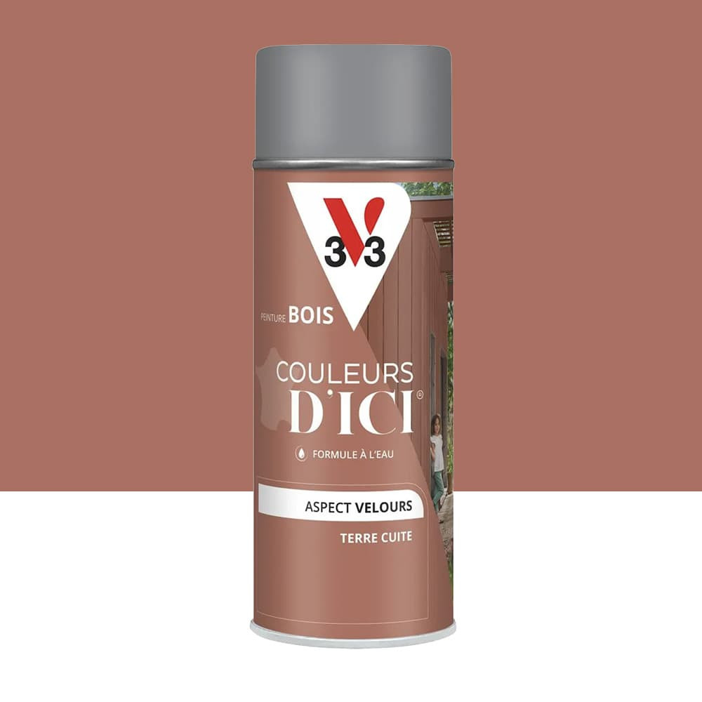 Aérosol Peinture pour Bois Extérieurs V33 Couleurs d'ICI Velours Terre cuite - 400ml