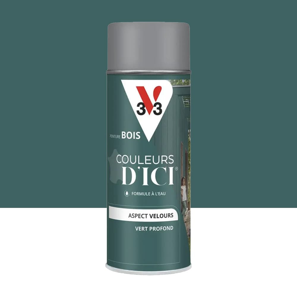 Aérosol Peinture pour Bois Extérieurs V33 Couleurs d'ICI Velours Vert profond - 400ml