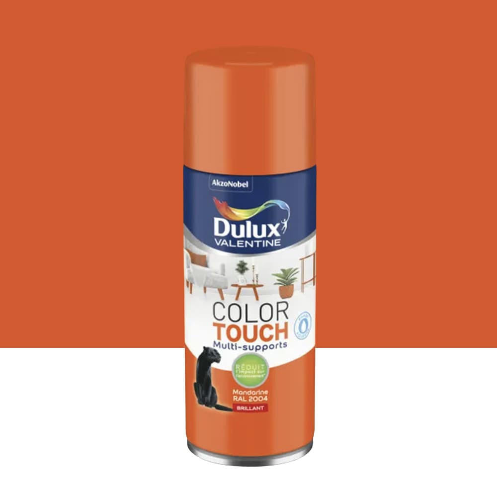 Bombe aérosol de peinture DULUX VALENTINE Color Touch Mandarine brillant - 400ml