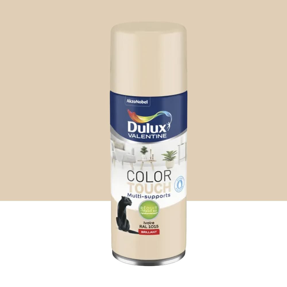 Bombe aérosol de peinture DULUX VALENTINE Color Touch Ivoire brillant - 400ml