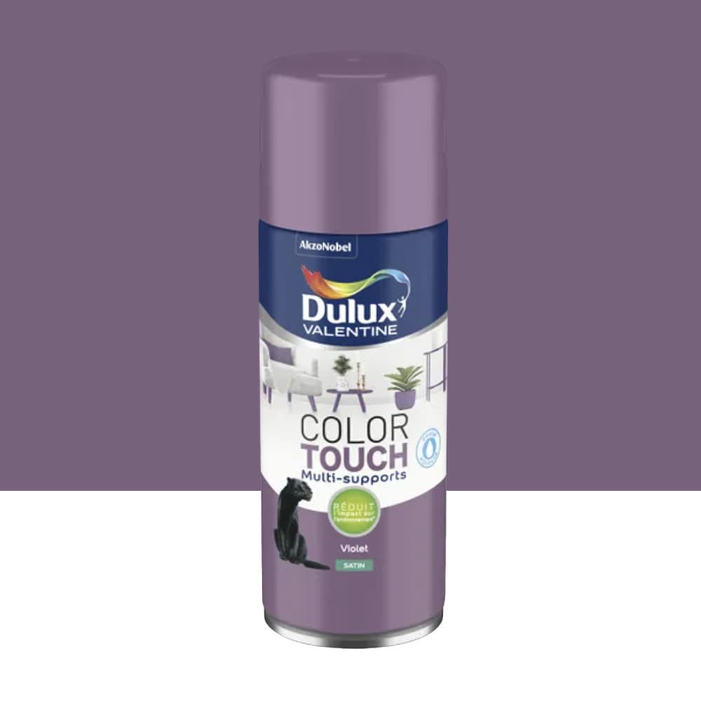 Bombe aérosol de peinture DULUX VALENTINE Color Touch Violet satin - 400ml