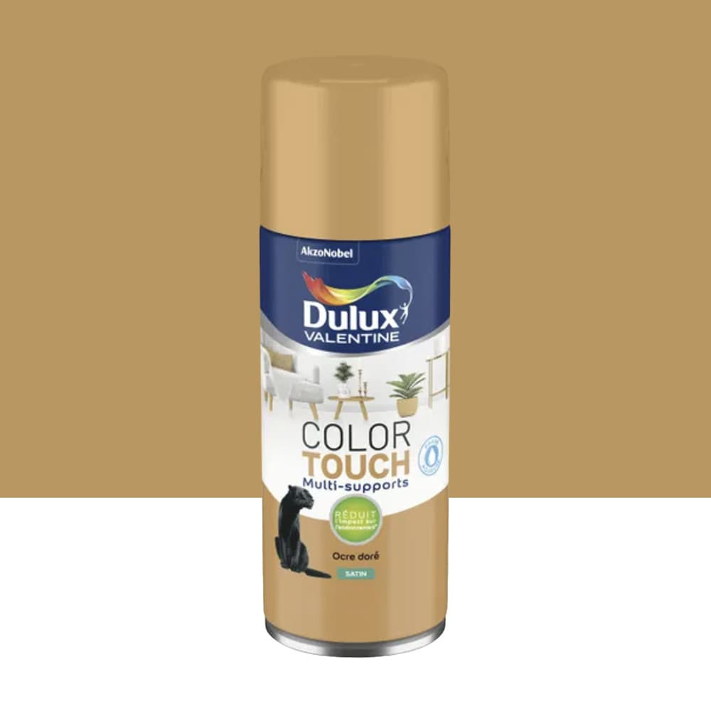 Bombe aérosol de peinture DULUX VALENTINE Color Touch Ocre doré satin - 400ml