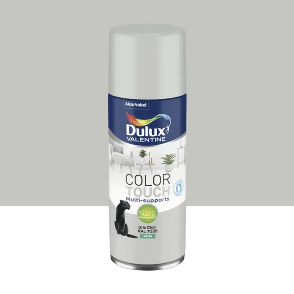 Bombe aérosol de peinture DULUX VALENTINE Color Touch Gris clair satin - 400ml