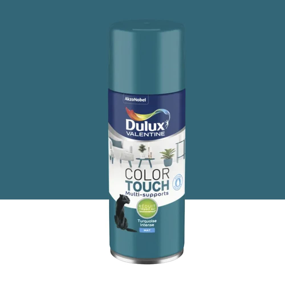 Bombe aérosol de peinture DULUX VALENTINE Color Touch Turquoise intense mat - 400ml