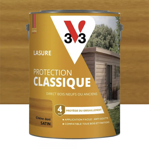 Lasure Protection Classique V33 4 ans Chêne doré - 5L