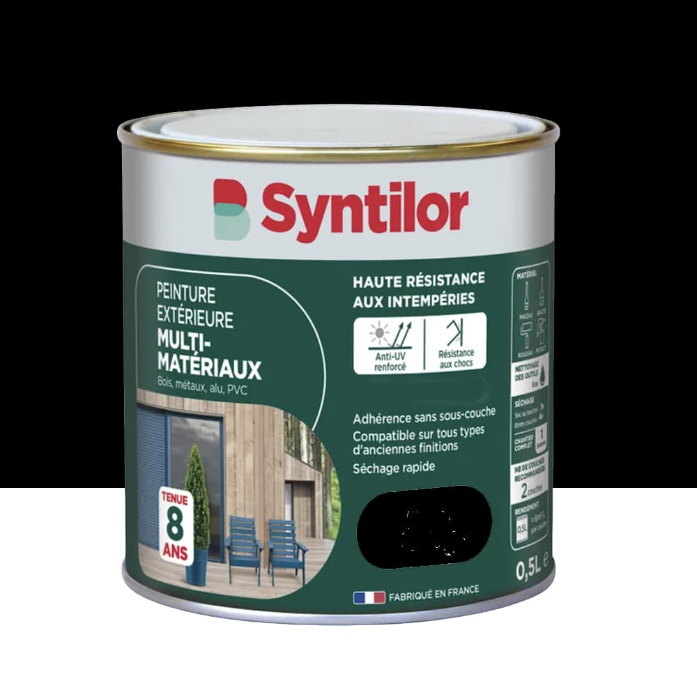 Peinture Multi-Matériaux Extérieure SYNTILOR Noir - 0,5L
