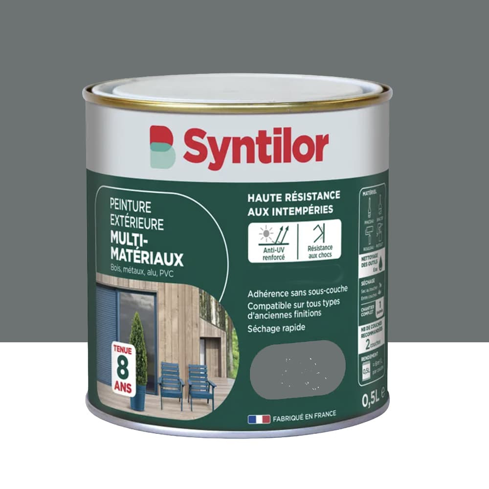 Peinture Multi-Matériaux Extérieure SYNTILOR Gris basalte - 0,5L