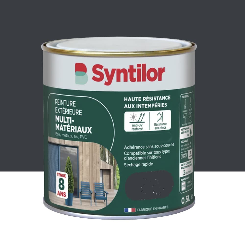 - Peinture Multi-Matériaux Extérieure SYNTILOR Gris Anthracite - 0,5L