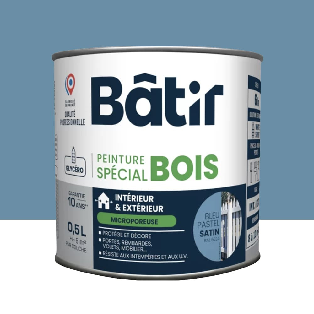 Peinture Spécial Bois BÂTIR Bleu pastel - 0,5L