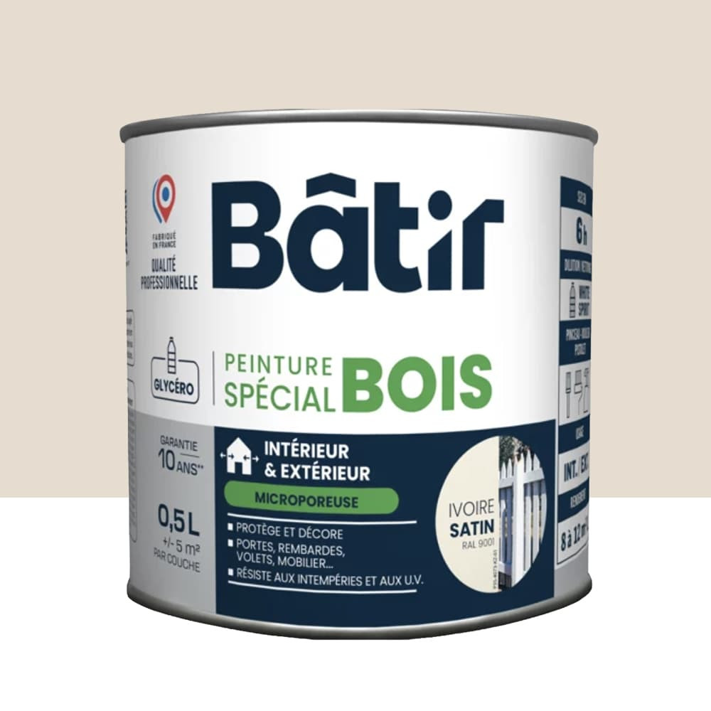 Peinture Spécial Bois BÂTIR Ivoire - 0,5L