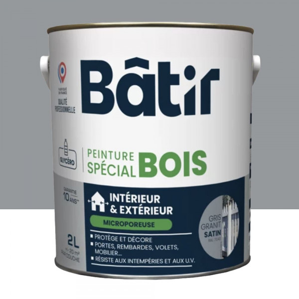 Peinture Spécial Bois BÂTIR Gris granit - 2L