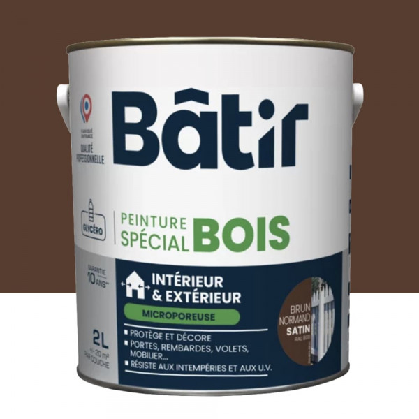 Peinture Spécial Bois BÂTIR Brun Normandie - 2L