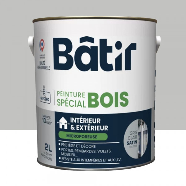Peinture Spécial Bois BÂTIR Gris clair - 2L