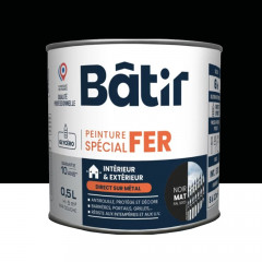 Peinture Spécial Fer BÂTIR Noir mat - 0,5L