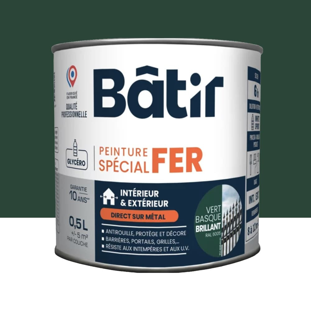 Peinture Spécial Fer BÂTIR Vert Basque brillant - 0,5L