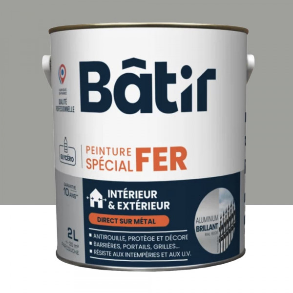 Peinture Spécial Fer BÂTIR Aluminium brillant - 2L