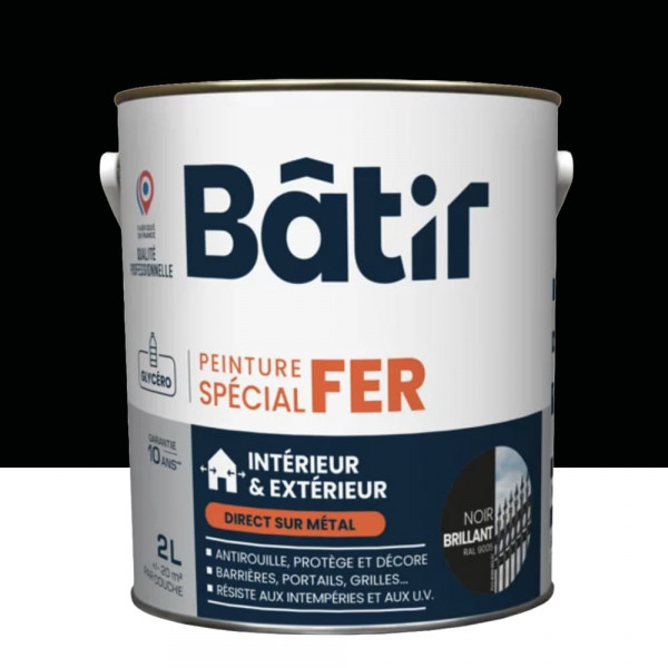 Peinture Spécial Fer BÂTIR Noir brillant - 2L