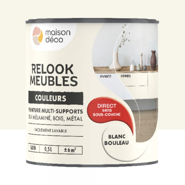 Peinture multi-supports Maison Déco Relook Meubles Les couleurs Satin Blanc bouleau - 0,5L