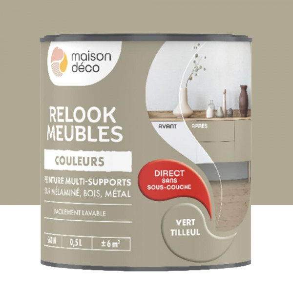 Peinture multi-supports Maison Déco Relook Meubles Les couleurs Satin Vert tilleul - 0,5L