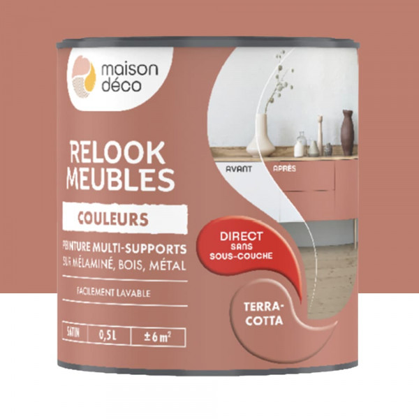 Peinture multi-supports Maison Déco Relook Meubles Les couleurs Satin Terracotta - 0,5L