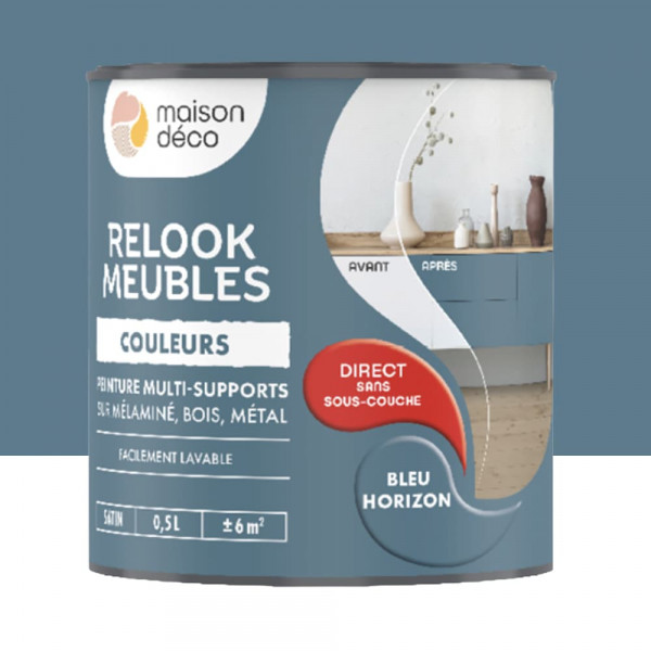 Peinture multi-supports Maison Déco Relook Meubles Les couleurs Satin Bleu horizon - 0,5L