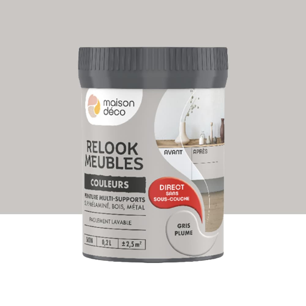 Peinture multi-supports Maison Déco Relook Meubles Les couleurs Satin Gris plume - 0,2L