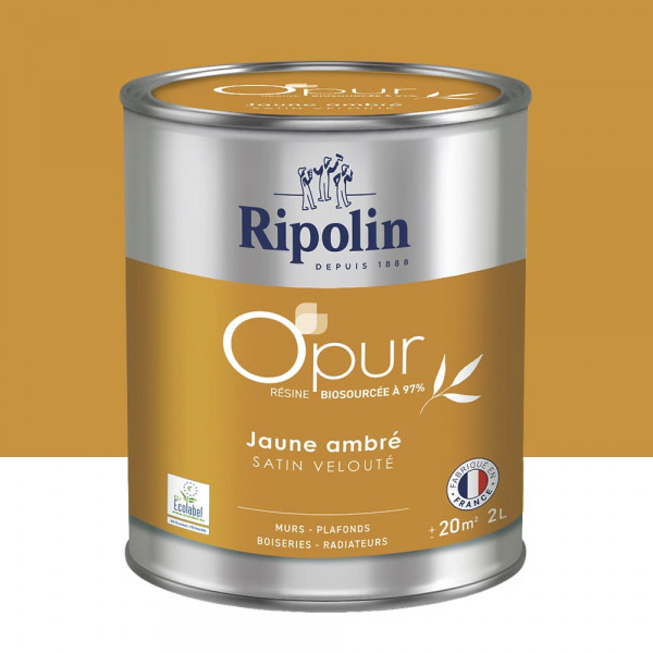 Peinture Murs, Boiseries, Radiateurs RIPOLIN OPur Satin velouté Jaune ambré NP - 2L