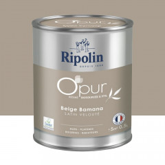 Peinture Murs, Boiseries, Radiateurs RIPOLIN OPur Satin velouté Beige bamana NP - 0,5L