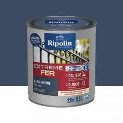 Peinture Fer RIPOLIN Extreme Fer Bi-Activ Bleu marine- 0,5L
