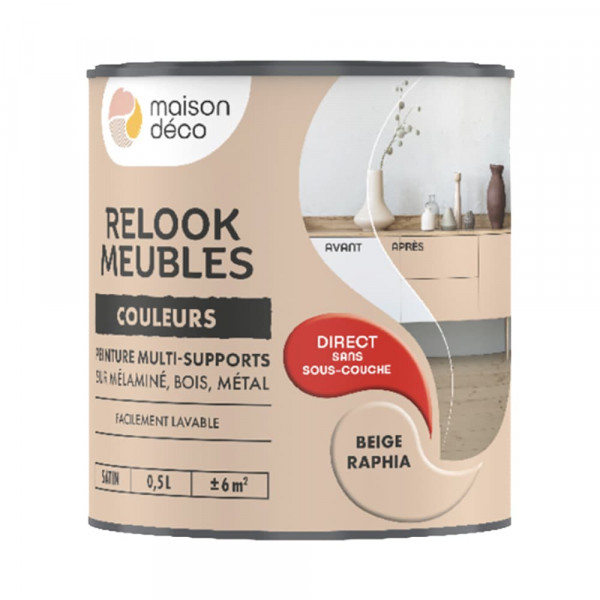 Peinture multi-supports Maison Déco Relook Meubles Les couleurs Satin Beige raphia - 0,5L