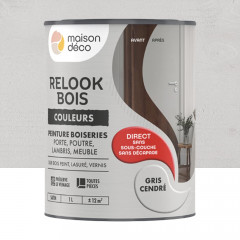 Peinture Maison Déco Relook Bois Couleurs Gris cendré - 1L